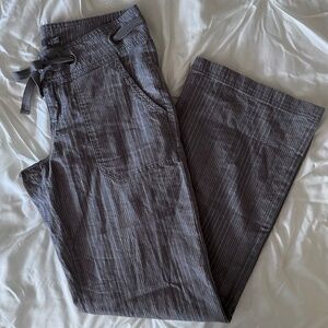 prAna Steph Wide Leg Pants Linen Organic Cotton Grey Pinstripe